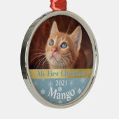 子猫のパーソナライズされた初めてのクリスマス写真金属  メタルオーナメント (右)