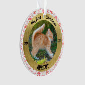 子猫のパーソナライズされた初めてのクリスマス写真 オーナメント (正面)