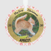 子猫のパーソナライズされた初めてのクリスマス写真 オーナメント (裏面)