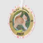 子猫のパーソナライズされた初めてのクリスマス写真 オーナメント (正面)