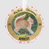 子猫のパーソナライズされた初めてのクリスマス写真 オーナメント (正面)