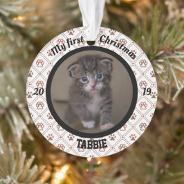 子猫のパーソナライズされた初めてのクリスマス写真 オーナメント