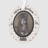 子猫のパーソナライズされた初めてのクリスマス写真 オーナメント (正面)