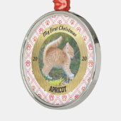 子猫のパーソナライズされた初めてのクリスマス写真 メタルオーナメント (左)