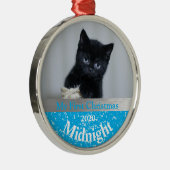 子猫のパーソナライズされた初めてのクリスマス写真 メタルオーナメント (右)