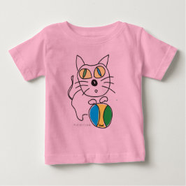 子猫のビーチボールの乳児の長袖 ベビーTシャツ