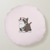 子猫のピンク丸型クッション ラウンドクッション (裏面)