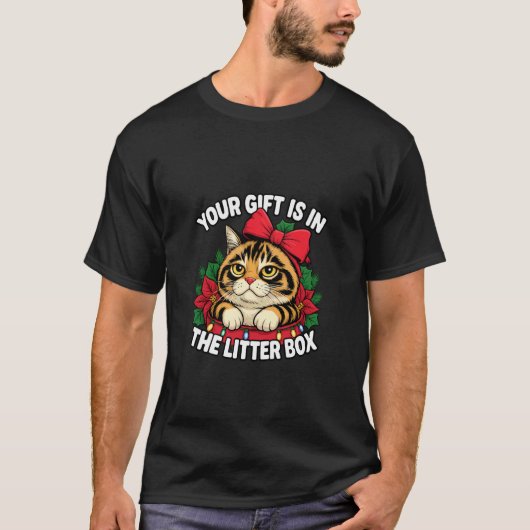 子猫のプレゼントのクリスマス 仔猫好きな人への面白いギフト Tシャツ (正面)
