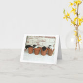 子猫のポットのメッセージカード カード (黄色い花)