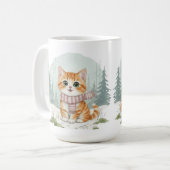 子猫のマグカップ、水彩画の猫好きへのギフト コーヒーマグカップ (正面左)