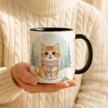 子猫のマグカップ、水彩画の猫好きギフト