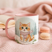 子猫のマグカップ、水彩画の猫好きギフト マグカップ