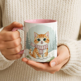 子猫のマグカップ、水彩画の猫好きギフト マグカップ