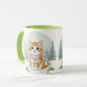 子猫のマグカップ、水彩画の猫好きギフト マグカップ (正面左)