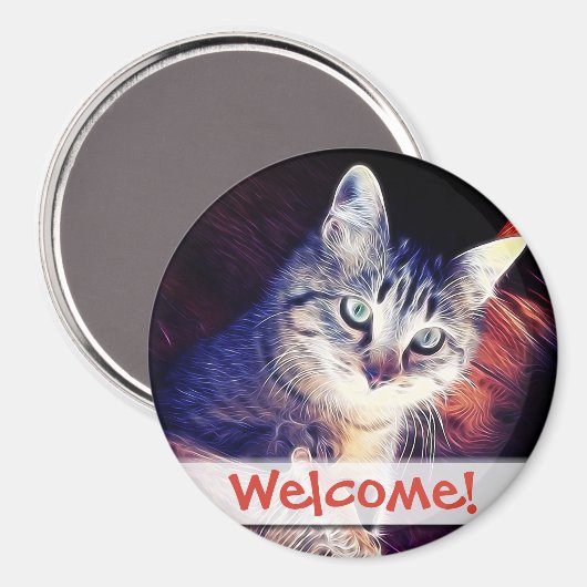 子猫のラフターのクローズアップ写真 マグネット (正面/裏面)