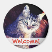 子猫のラフターのクローズアップ写真 マグネット (正面)