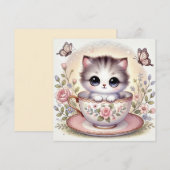 子猫のラブノートカード 招待状 (正面/裏面)