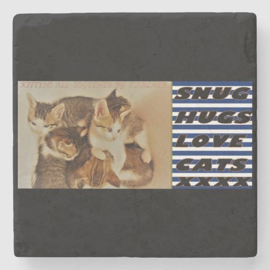 子猫の休息写真オリジナル ストーンコースター (正面)