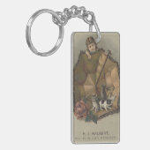 子猫の傘を持つ女の子Ephemera Keychain キーホルダー (正面左)