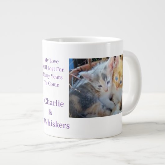  子猫の写真の引用 ジャンボコーヒーマグカップ (正面右)