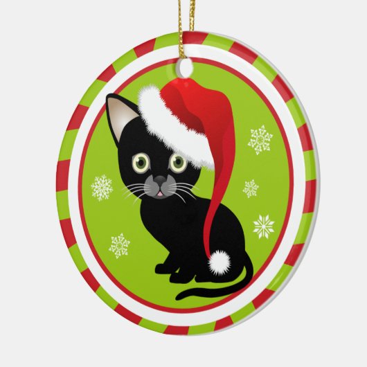 子猫の初めてのクリスマスのオーナメント セラミックオーナメント (左)