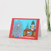 子猫の初めてのクリスマスツリーヘッドベイザーサンタクロース カード (正面)