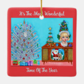 子猫の初めてのクリスマスツリーヘッドベイザーサンタクロース セラミックオーナメント (裏面)