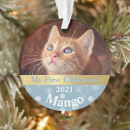 子猫の初めてのクリスマス写真オーナメント オーナメント