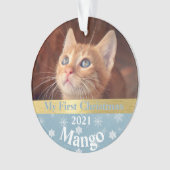 子猫の初めてのクリスマス写真オーナメント オーナメント (正面)