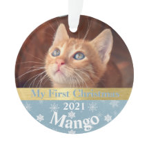 子猫の初めてのクリスマス写真オーナメント