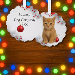 子猫の初めてのクリスマス オーナメントカード