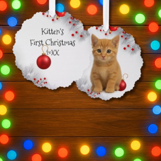 子猫の初めてのクリスマス オーナメントカード