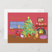 子猫の初めてのクリスマス シーズンポストカード (正面/裏面)