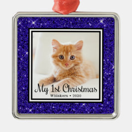 子猫の初めてのクリスマス 写真 メタルオーナメント