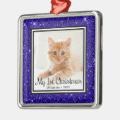 子猫の初めてのクリスマス 写真 メタルオーナメント (左)