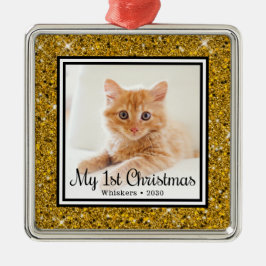 子猫の初めてのクリスマス 写真 メタルオーナメント