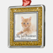 子猫の初めてのクリスマス 写真 メタルオーナメント (左)