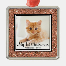 子猫の初めてのクリスマス 写真 メタルオーナメント