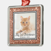 子猫の初めてのクリスマス 写真 メタルオーナメント (左)