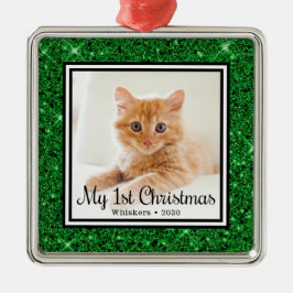 子猫の初めてのクリスマス 写真 メタルオーナメント