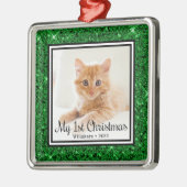 子猫の初めてのクリスマス 写真 メタルオーナメント (左)
