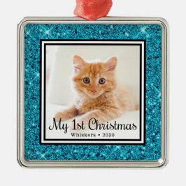 子猫の初めてのクリスマス 写真 メタルオーナメント