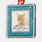 子猫の初めてのクリスマス 写真 メタルオーナメント (左)