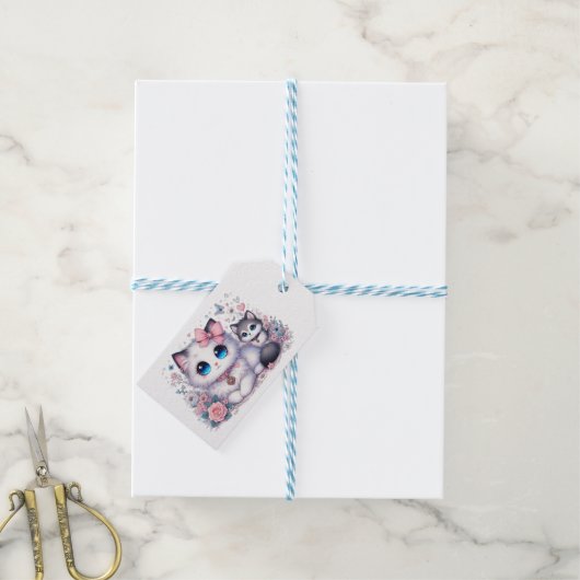 子猫の可愛さきらめく過多：-Need Cat & Dog ギフトタグ (より糸付き)