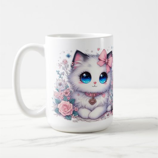 子猫の可愛さきらめく過多:-Need Cat & Dog コーヒーマグカップ (左)