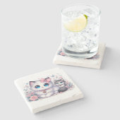 子猫の可愛さきらめく過多：-Need Cat & Dog ストーンコースター (横)