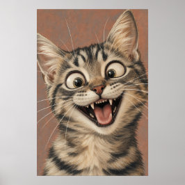 子猫の壁掛けアート - 面白い絵画風の肖像画 ポスター
