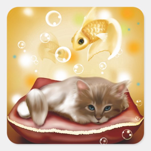 子猫の夢 スクエアシール (正面)