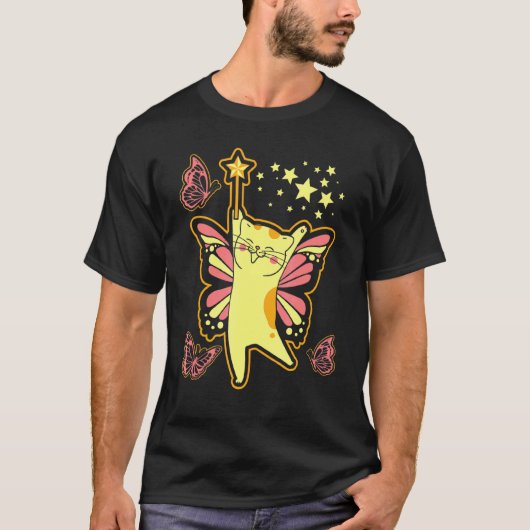 子猫の妖精の蝶の猫 Tシャツ (正面)