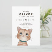 子猫の子供の誕生日パーティーカード 招待状 (スタンド正面)